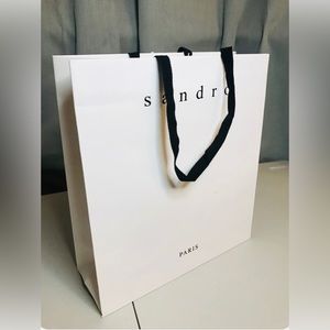 Medium Size Sandro Paris Signature Paper Shopping Tote Bag 11.75” X 13” X 4.25”